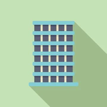 Miniature multistory building icon flat vector. Exterior block Ilustración de archivo