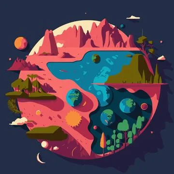 A MINIATURE OF OUR VERSATILE PLANET Stock Illustration