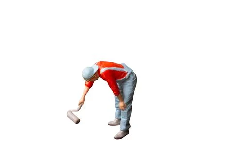 Miniature people painter isolate on white background with clipping path Foto stock