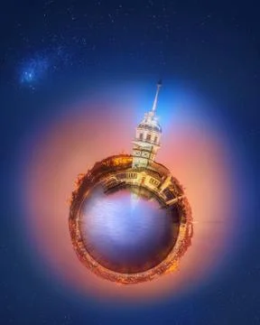 Miniature Planet with buildings of Istanbul Stock Photos