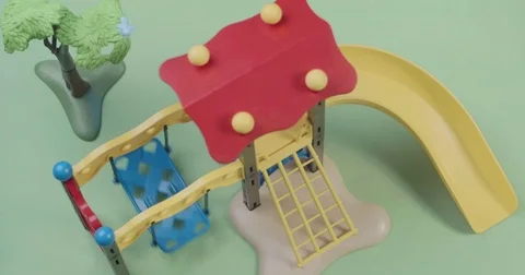 Miniature of playground on green Stock Footage 81799572