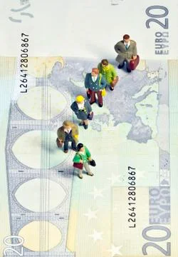 Miniature queue twenty euros Illustrazione stock