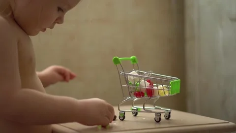 A miniature shopping basket Stock Footage 153131981