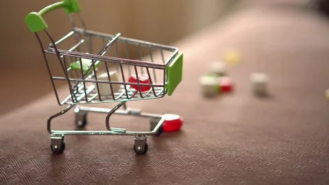 A miniature shopping basket Stock Footage 153132361