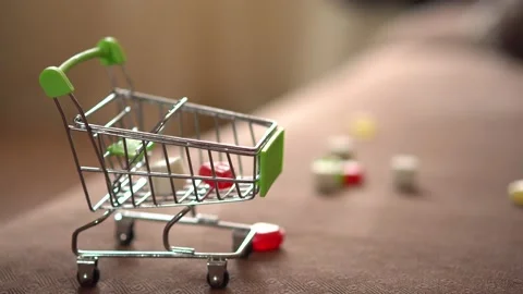 A miniature shopping basket Stock Footage 153132371