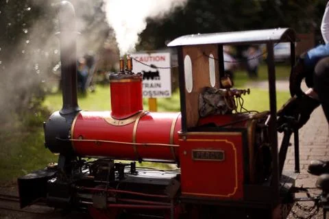 Miniature Steam engine - red Foto stock