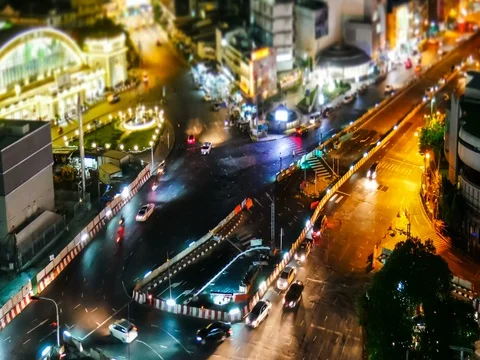 Miniature Style Of Timelapse At Junction In Bangkok Stock Footage