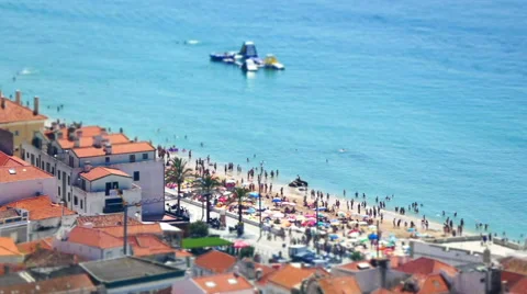 Miniature Time Lapse of People Moving on Beach Stock Footage 40926564