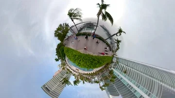 Miniature tiny planet Miami Beach Marina Stock Footage 85771728