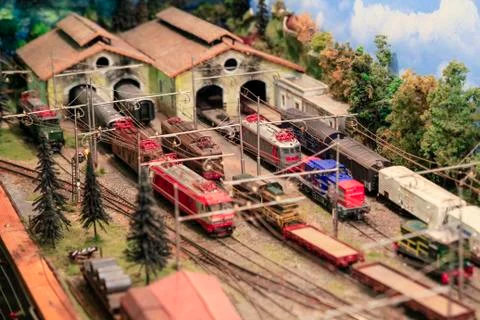 Miniature train station Stock Photos