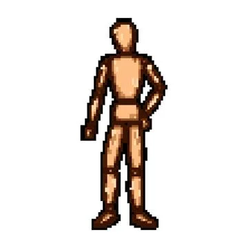 Miniature wood man model pixel art vector illustration Stock Illustration