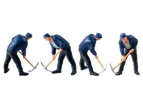 Miniature worker isolate on white background with clipping path Stock-Fotos