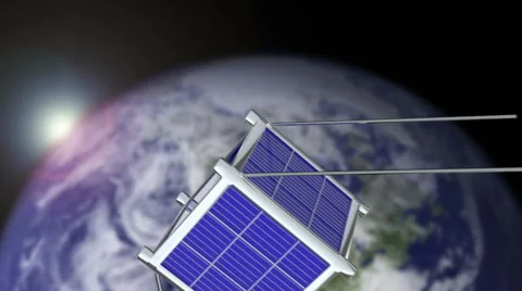 Miniaturized satellite in space Stock Footage 51259333
