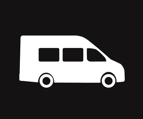 Minibus on a black background. Symbol. Vector. Stock Illustration