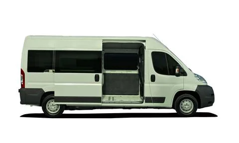 Minibus with the door open, side view Stock Photos