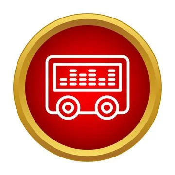 Minibus icon displaying audio equalizer music sound waves Stock Illustration