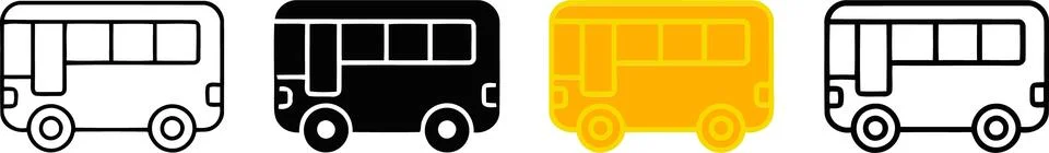 Minibus Icon Set in Different Styles and Colors 스톡 일러스트