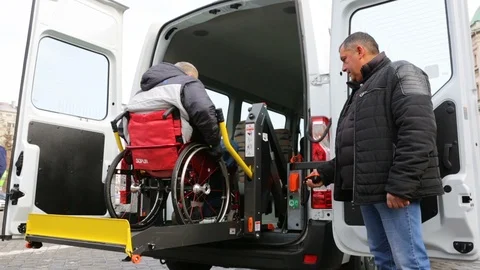 Minibus for physically disabled people Stock Footage 101033891