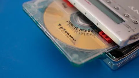 Minidisc player insert Stock Photos