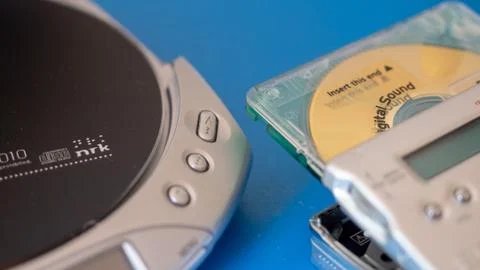 Minidisc Vs discman Foto stock