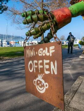 Minigolf playground is open Stock Photos