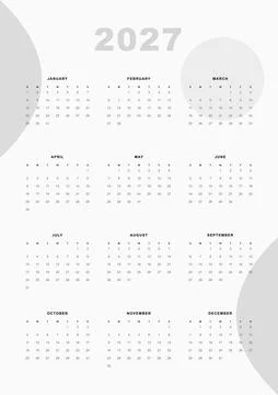 Minimal 2027 Calendar Template with Soft Gray Circular Elements Stock-Illustration