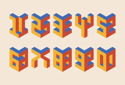 Minimal 20s geometric design 3D numbers Stock Illustration