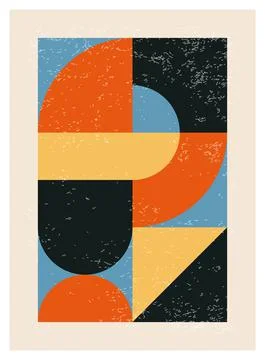 Minimal 20s geometric design poster, vector template with primitive shapes Illustrazione stock