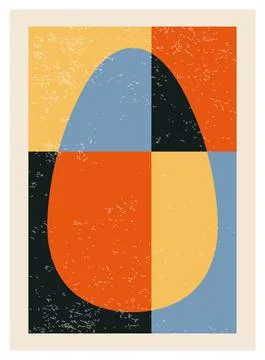 Minimal 20s geometric design poster, vector template with primitive shapes Illustrazione stock