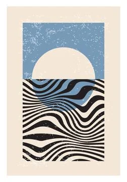 Minimal 20s geometric design poster, vector template with primitive shapes Stock Illustration