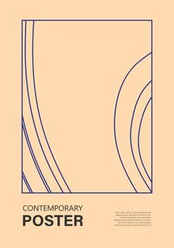Minimal 20s geometric design poster, vector template with line art shapes Stock Illustration