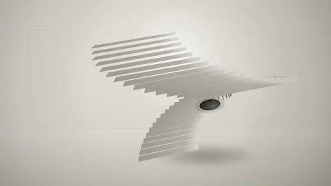 A minimal 3D abstract illustration featuring a curved staircase structure f.. Stock Footage 346723360
