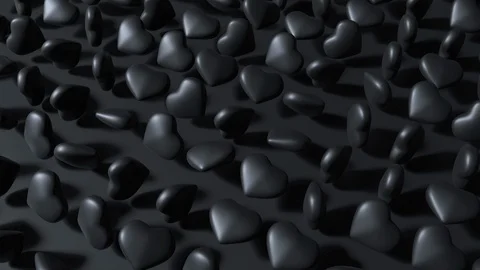 Minimal 3d Black Floating Rotating Black Hearts in Background Pattern Animation Vídeo Stock 126790559