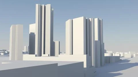A minimal 3d cityscape rendering showcasing modern skyscrapers Stock Illustration
