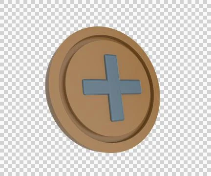 Minimal 3d Illustration circle with a plus icon. add button sign 3d render. Stock Illustration