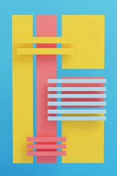 Minimal 3D illustration of colorful rectangles 스톡 일러스트