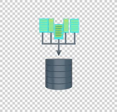 Minimal 3d Illustration database collecting information data, datum, internet Stock Illustration