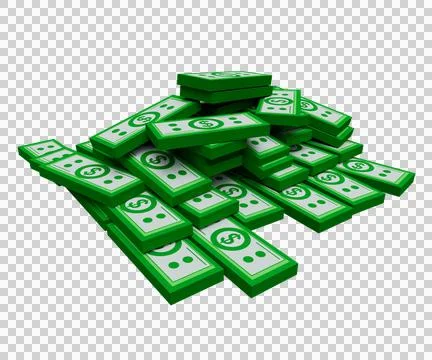 Minimal 3d illustration of green stack of money Stock Illustration
