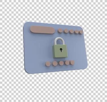 Minimal 3d Illustration web data security icon. Secure information, Cyber sec Stock Illustration