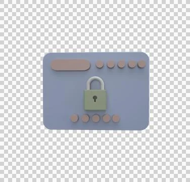 Minimal 3d Illustration web data security icon. Secure information, Cyber sec Stock Illustration