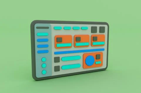 Minimal 3d Illustration Web UI or UX design, web page concept. Web design, .. Illustrazione stock