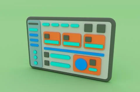 Minimal 3d Illustration Web UI or UX design, web page concept. Web design, .. Illustrazione stock