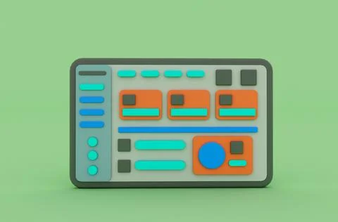 Minimal 3d Illustration Web UI or UX design, web page concept. Web design, .. 스톡 일러스트