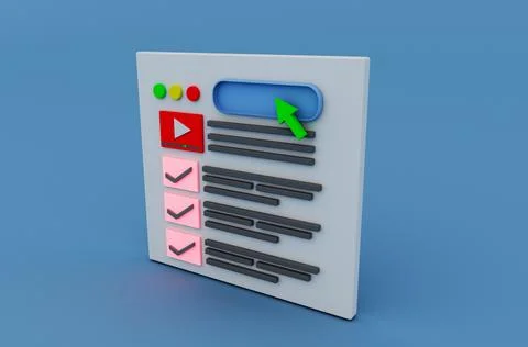 Minimal 3d Illustration Web UI or UX design, web page concept. Web design, .. Illustrazione stock