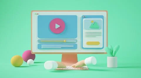 Minimal 3d rendering computer illustration Stock Illustration