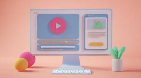 Minimal 3d rendering computer illustration Stock Illustration