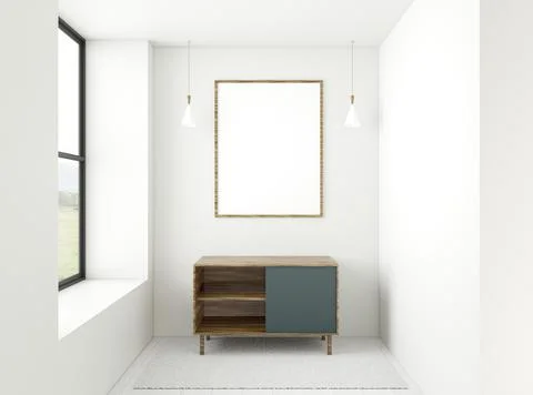 Minimal 3d room with elegant frame . High quality and resolution beautiful photo Stock Photos