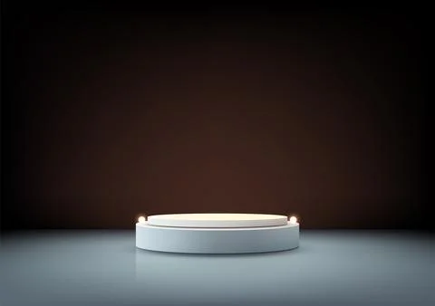 Minimal 3D White Circular Podium in Warm Lighting for Product Display and S.. Stock-Illustration