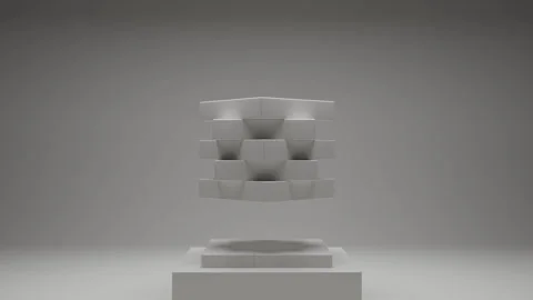 Minimal abstract 3D environment with white cubes and white background Stock Footage 338250258
