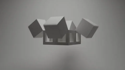 Minimal abstract 3D render featuring floating white cubes in white space Stock Footage 338250597